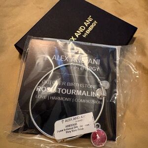 Alex and Ani Silver Bracelet with Rose Charm